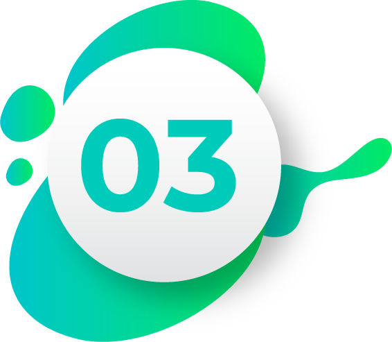 The number 3 in a white circle over a teal paint splatter graphic