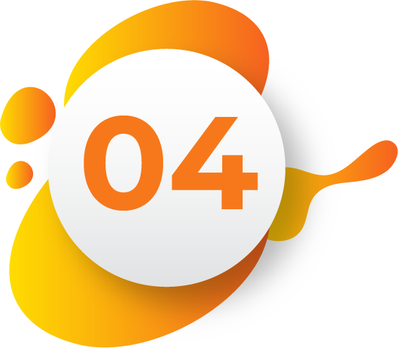 The number 4 in a white circle over a orange paint splatter graphic