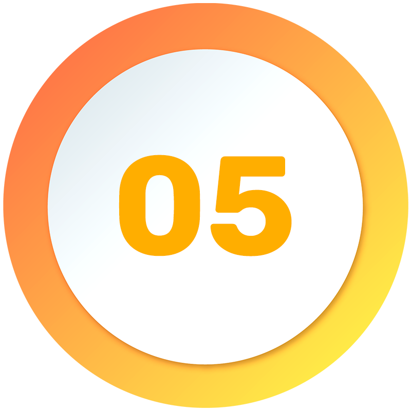 Gradient orange and yellow circle with the number 5 on it