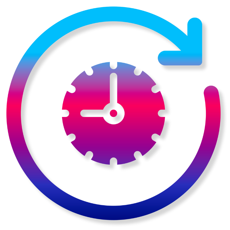 gradient colored hot pink, blue and purple refresh symbol icon